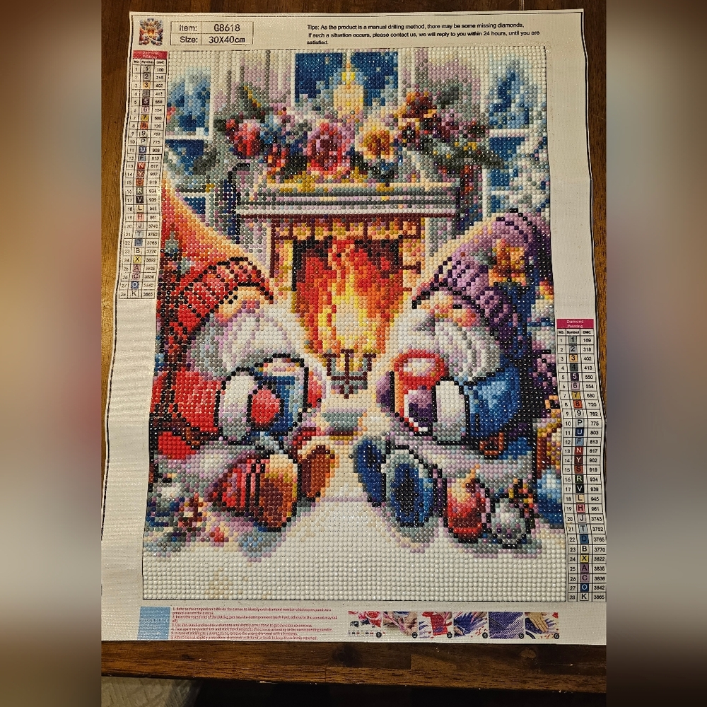 Colorful Gnome Diamond Painting Goblin At The Hearth Canvas Finished Artwork